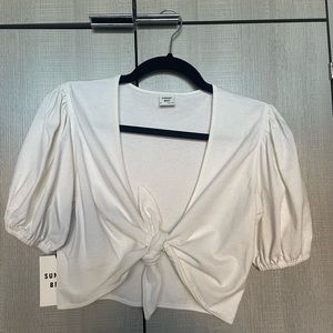 Aritzia Sunday best white tie front top
